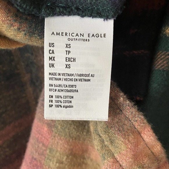 Women's Green Plaid Upcycled Bleached Reworked Unique Button-Down Shirt - XS - Picture 6 of 7